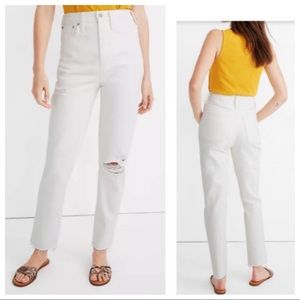 Madewell Momjean in Tile White: Ripped Edition